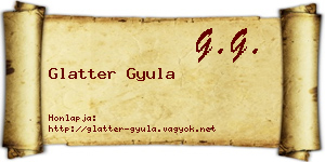 Glatter Gyula névjegykártya
